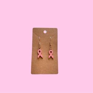 Rose Gold Breast Cancer Ribbon Earrings